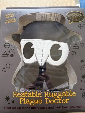 Heatable Huggable Plague Doctor Plush - Black & White